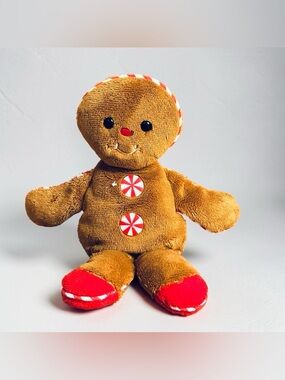 Douglas Cuddle Toy BOY Brown Gingerbread Cookie 7" Christmas Ribbon Holiday Flat